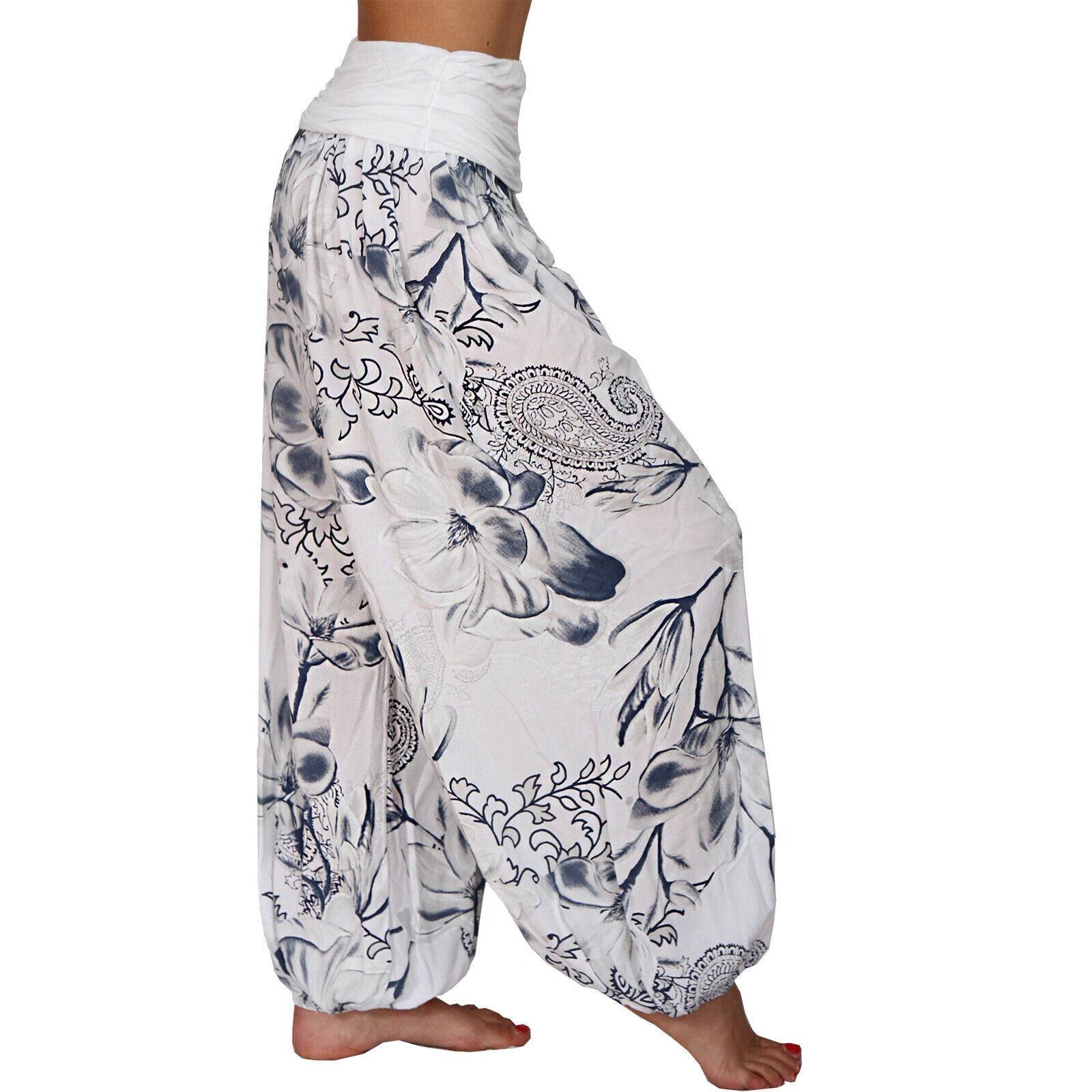 Pantalon Bohème Femme Taille S-2XL Imprimé Floral Multicolore Long Ample Jambe Large Décontracté Style Hippie Harem Été Automne