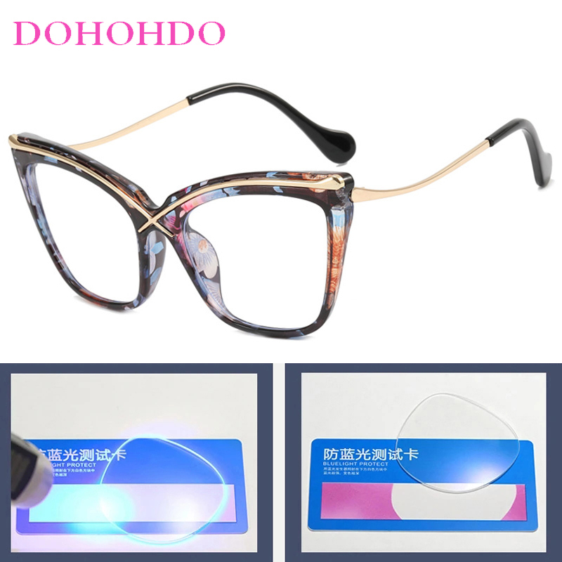 Lunettes de lecture anti-lumière bleue pour créateur de mode, monture œil de chat, pour hommes et femmes, grandes montures, lunettes vintage tendance pour femme