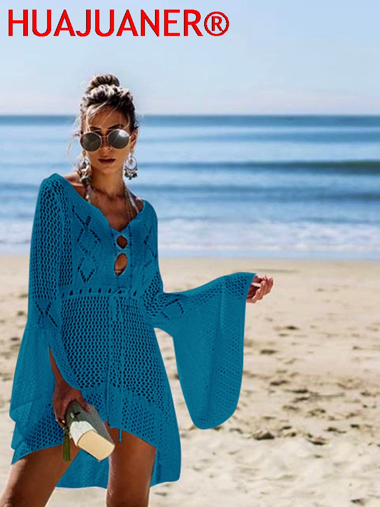Sexy couvrir Bikini femmes maillot de bain couvrir plage maillot de bain vêtements de plage tricot maillots de bain maille Robe de plage tunique Robe