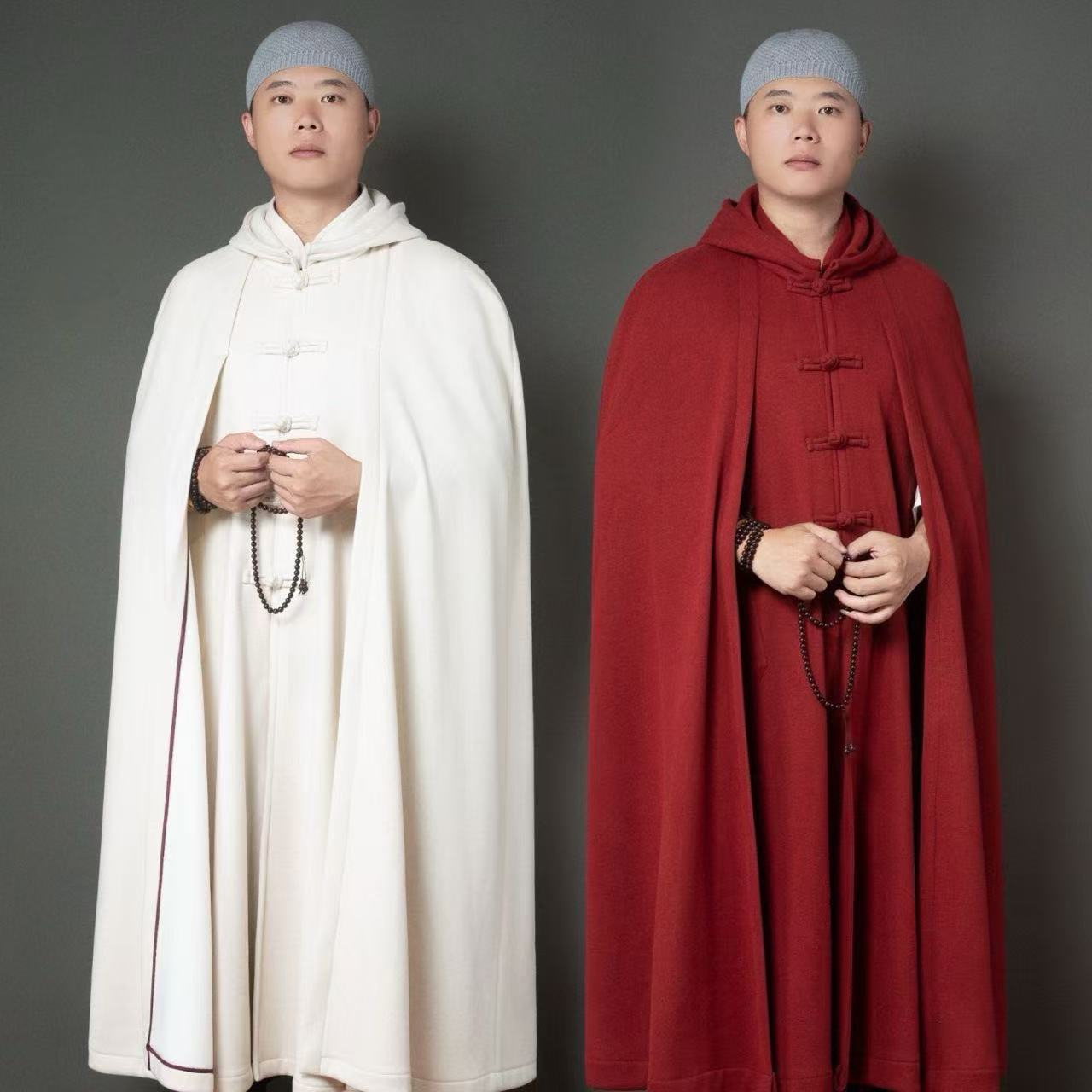 Cape à capuche de moine pour hommes et femmes, Costume traditionnel assis sur le Temple, Vintage, automne hiver, méditation, pèlerinage, longue Robe avec poche