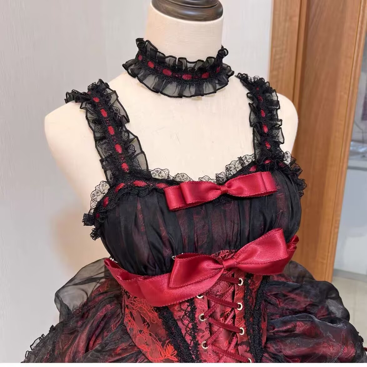 Robe gothique Lolita pour femmes, Harajuku, nœud en dentelle, à volants, Mini robes de soirée, Punk Kawaii, noir et rouge, robe d'été Y2k