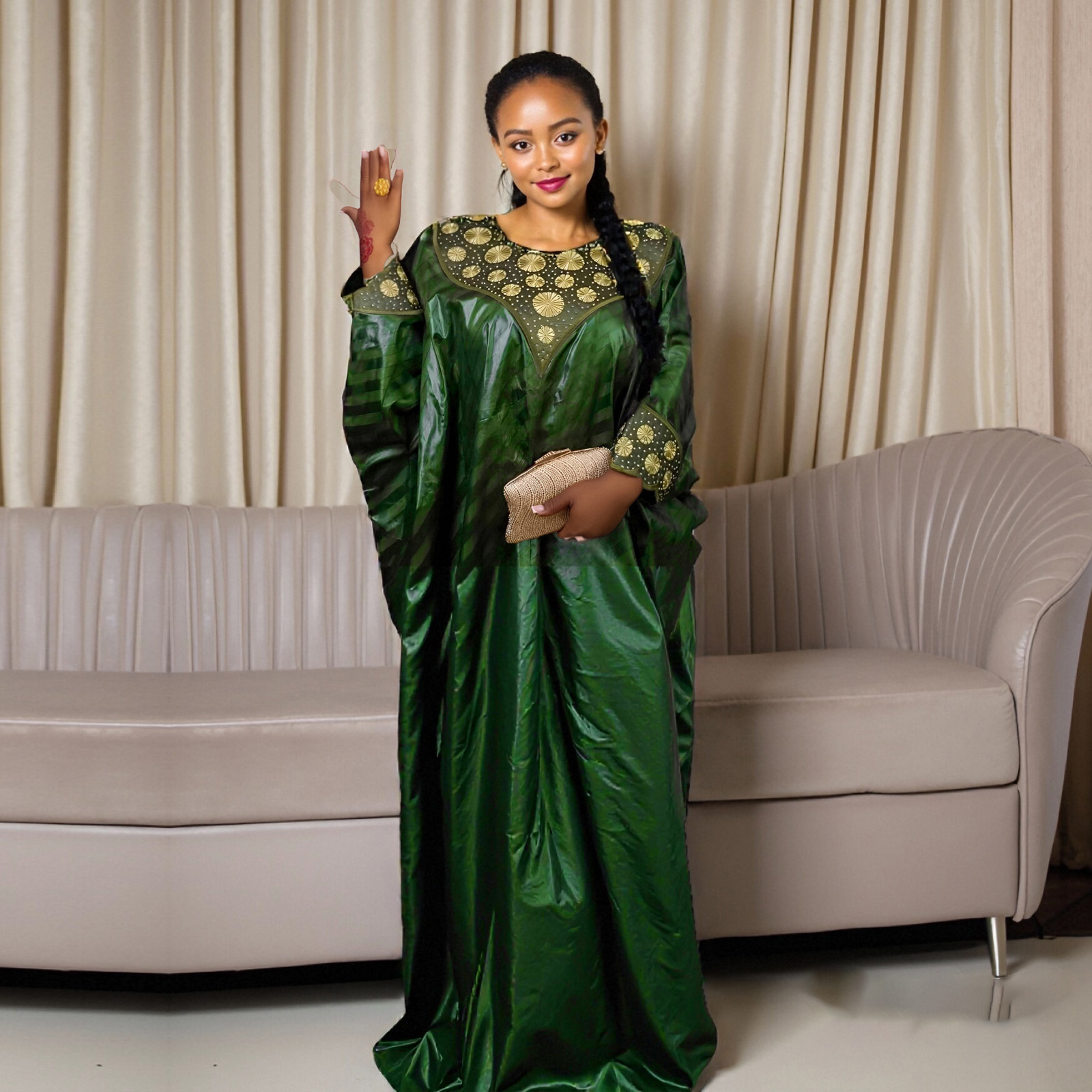 Tenue africaine pour femmes Abaya broderie grande taille robe d'église de fête élégante