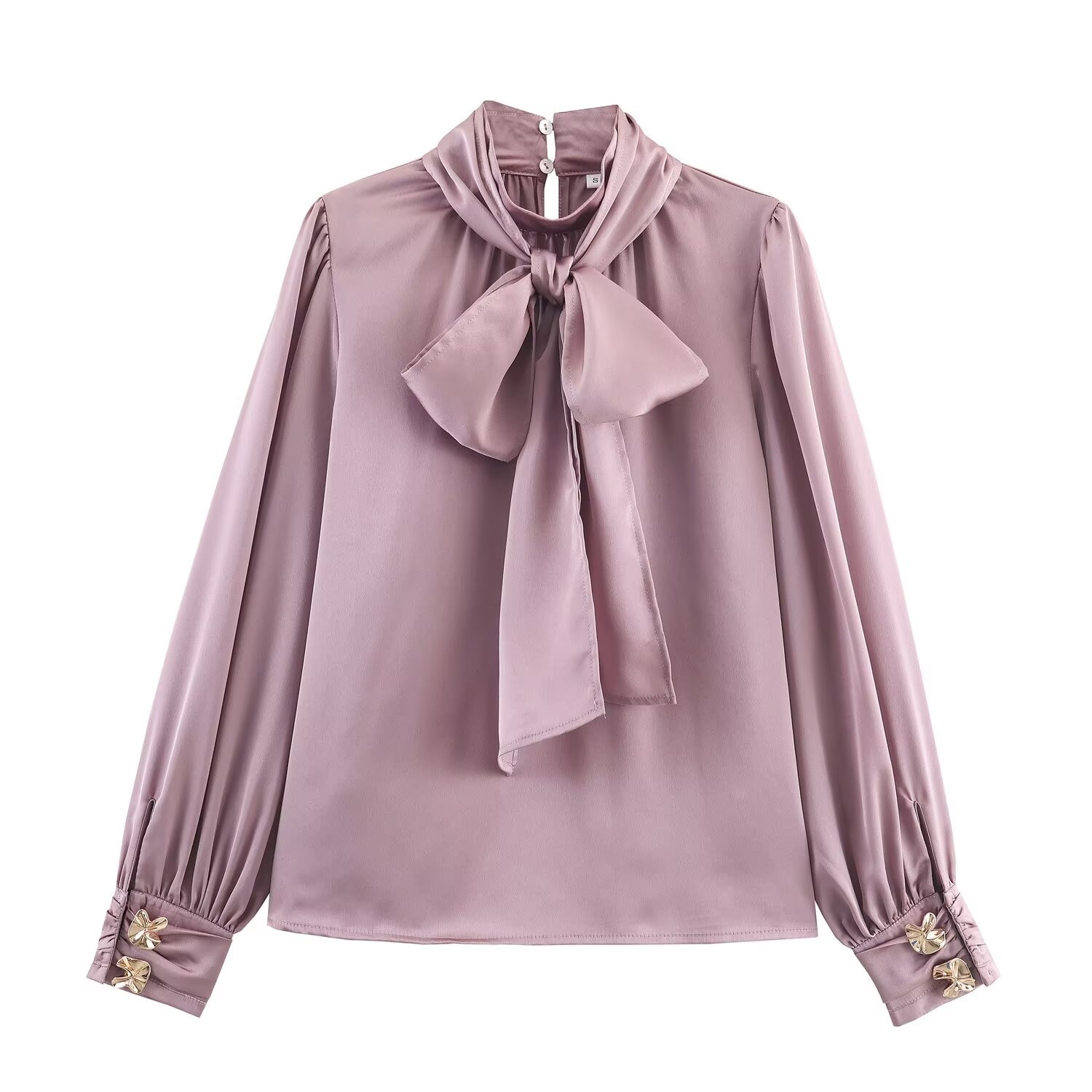Femmes Bow Satin Blouse printemps automne femme à manches longues chemise élégante dame lanterne manches doux décontracté trajet Blouse-chemises
