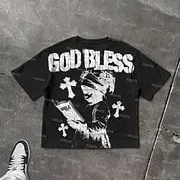 Dieu bénisse prière pour enfants imprimé graphique coton T-shirt hommes femmes haute qualité hauts Style Vintage T-shirt extérieur Streetwear