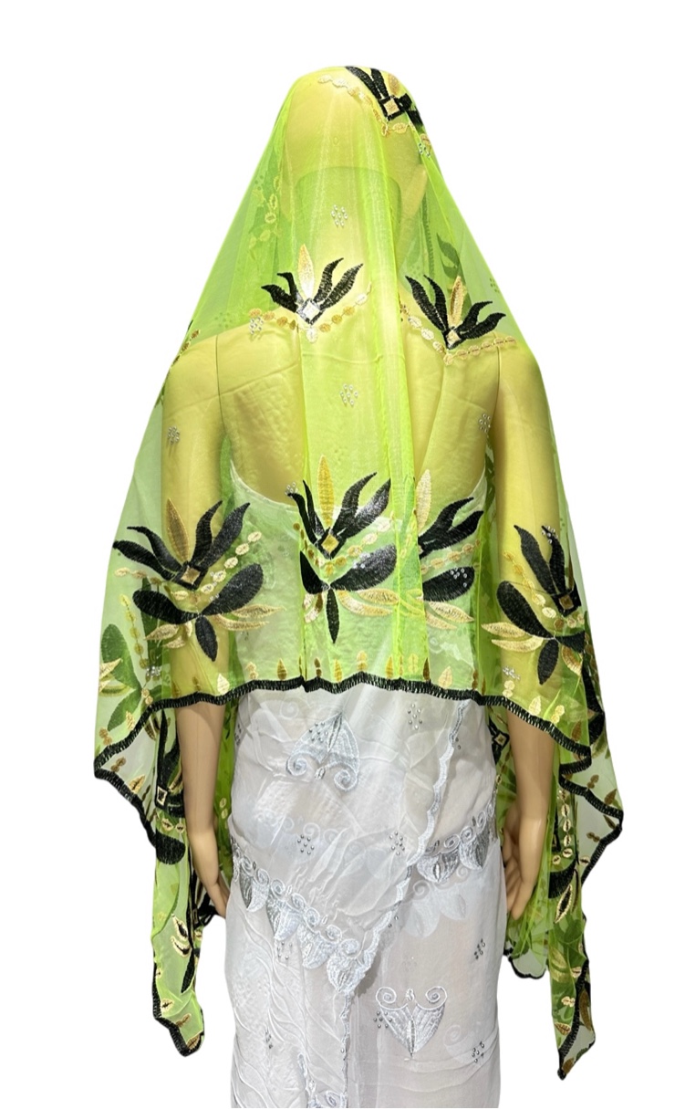 En promotion : Nouveauté 2026 – Voile africain brodé pour femmes musulmanes, style Dubaï, châle islamique en voile