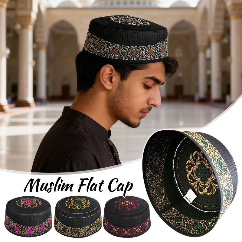 Chapeau de prière pour hommes en coton et polyester, broderie, arabe, musulman, islam, Arabie saoudite, chapeau, foulard, vêtements, turban, chapeau saoudien, printemps, automne
