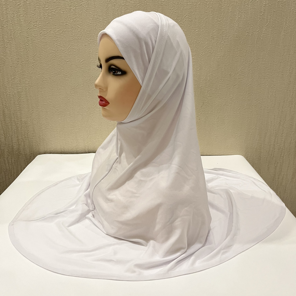 H292 Hijab de prière en Lycra uni, deux pièces, hijab extérieur avec sous-foulard, foulard musulman, foulard islamique, chapeau, bandeau à enfiler, armia