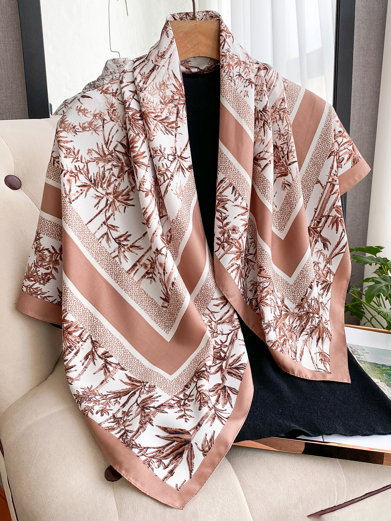 Écharpe carrée en soie de luxe 90*90cm pour femme, châle de cou élégant, foulard, bandana, hijab, doux et soyeux