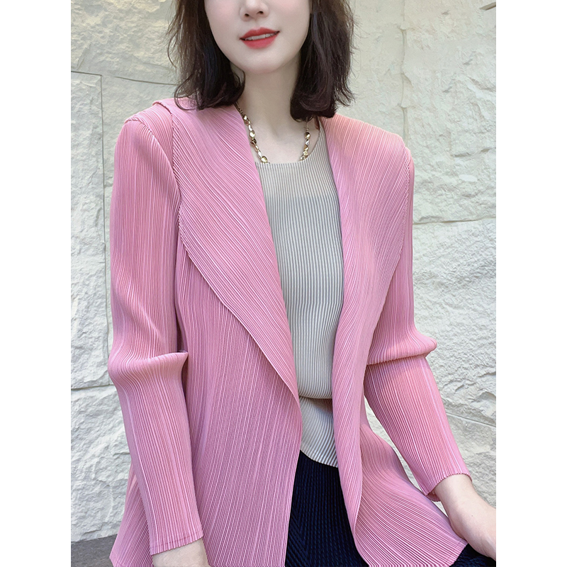 Veste Printemps-Été 2026, Manteau de Protection Solaire, Cardigan Plissé à Manches Longues, Haut Tendance pour Femme, Manteaux Courts Amples et Légers