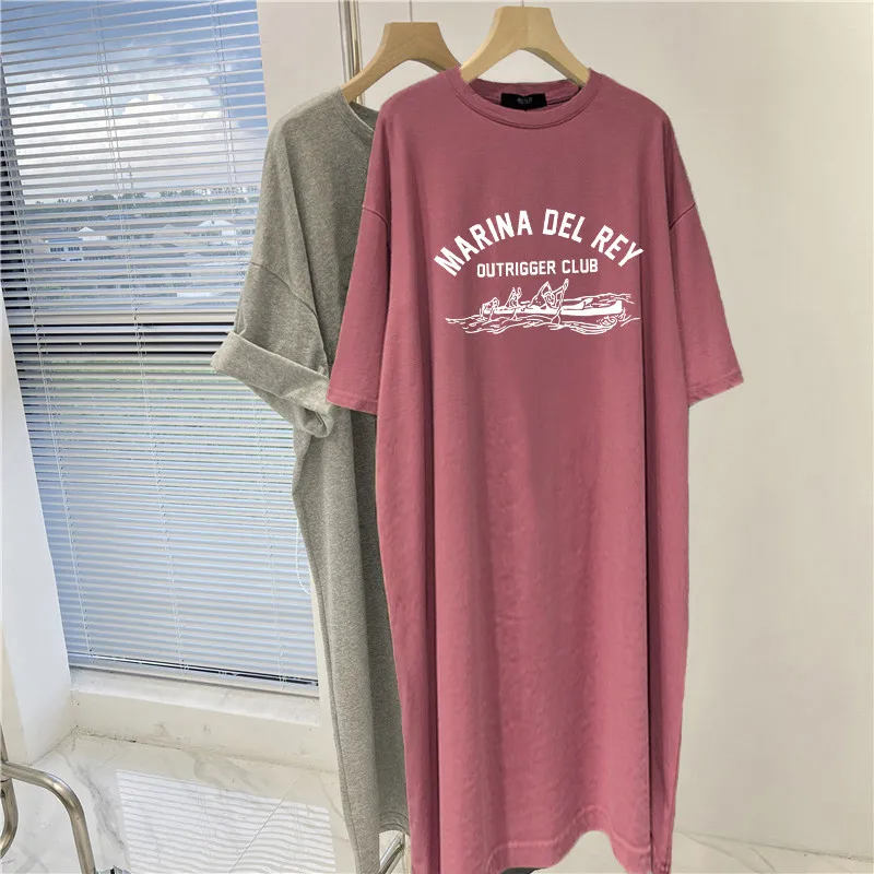 Robe d'été ample imprimée à manches courtes pour femmes