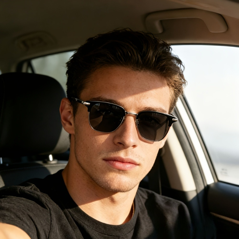 Lunettes de soleil unisexes noires, monture unisexe, lunettes de soleil protectrices et élégantes pour hommes, adaptées à une utilisation en extérieur, à la conduite et à la pêche