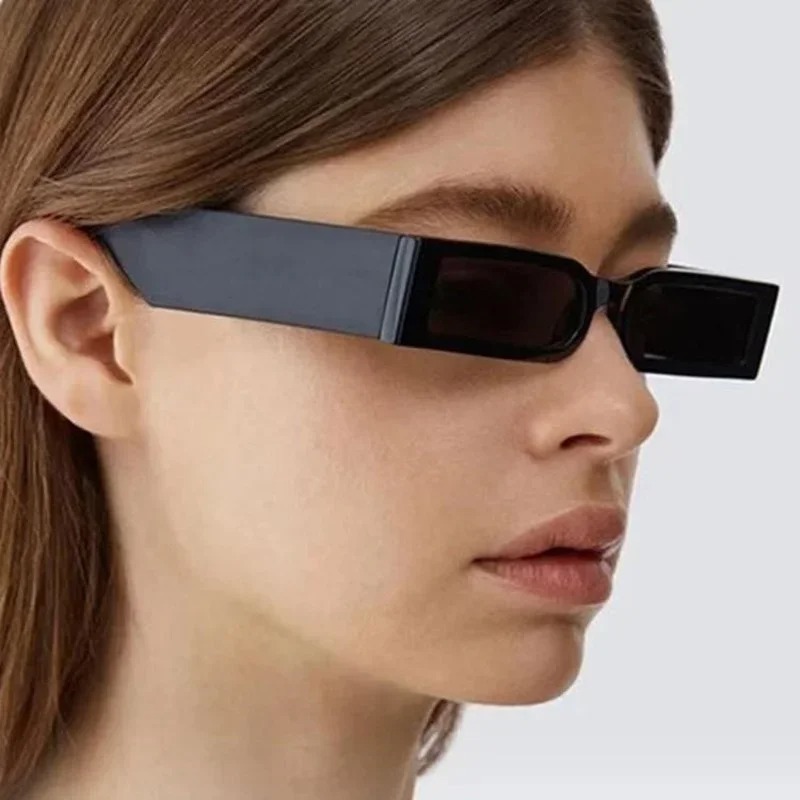 Lunettes de soleil unisexes rectangulaires petites, nouvelle tendance 2026, protection UV400, anti-reflets, style hip-hop vintage, monture noire, lunettes de mode