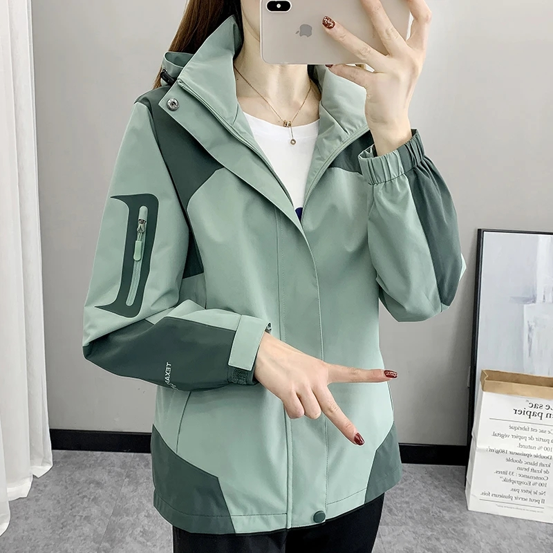 2025 nouveau manteau Joker pour femmes manteau imperméable coupe-vent monocouche veste à manches longues fermeture éclair Sport vestes à capuche vêtements d'extérieur pour femmes