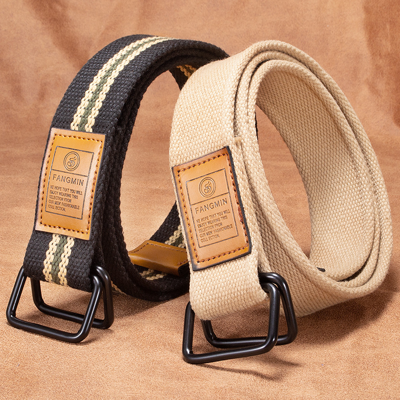 Ceinture en toile unisexe pour hommes et femmes, ceinture décontractée pour jeans avec boucle à double anneau, ceinture tissée pour l'extérieur