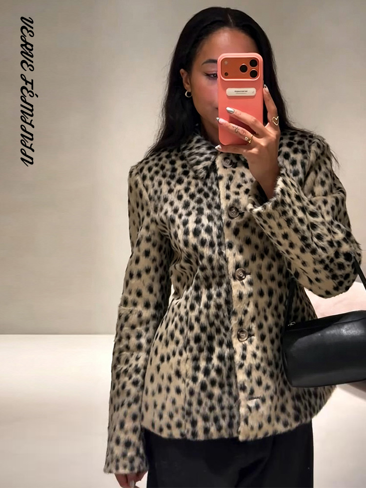 Veste bombardier léopard à manches longues pour femme, manteaux courts, col rond, manches évasées, manteau ample, mode dame, vêtements d'extérieur, automne 2025