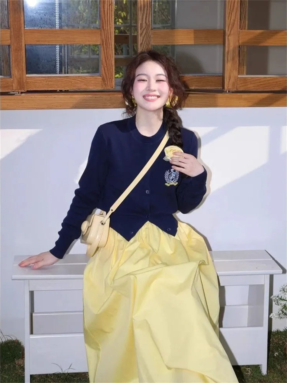 Jupe longue plissée élégante jaune pour femme, taille élastique, coupe ajustée, style décontracté printemps-été-automne