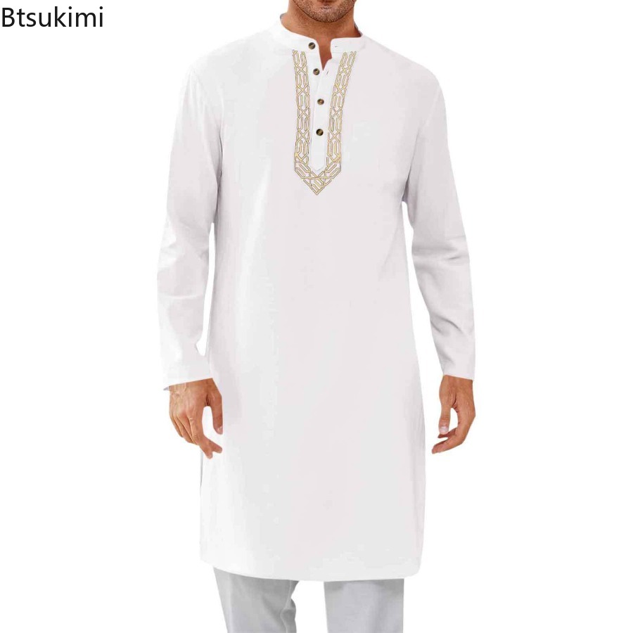 Abayas musulmanes pour hommes 2026, kaftan simple uni, tenue de prière islamique modeste, broderie, robe de prière, caftan de Dubaï, jubba marocaine, thobe pour homme