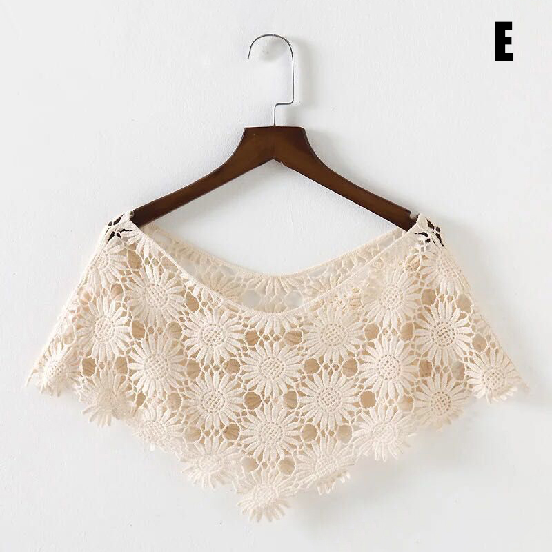 Châle poncho court en dentelle ajourée pour femme, style vintage, élégant et mignon, idéal pour mariage, robe de soirée ou comme écharpe en dentelle