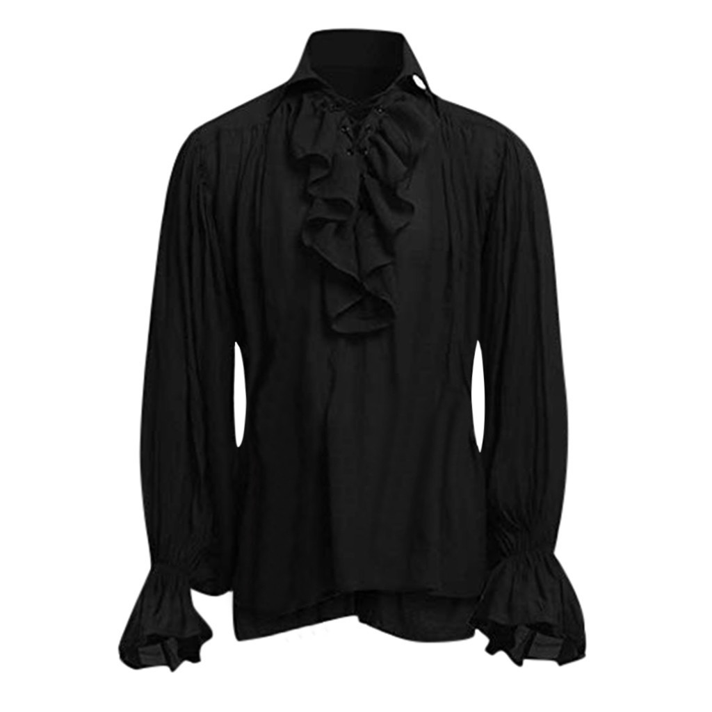 Costumes d'Halloween médiévaux décontracté volants chemises hommes Steampunk Cosplay automne à manches longues chemises gothiques Blouse hommes hauts Blusa