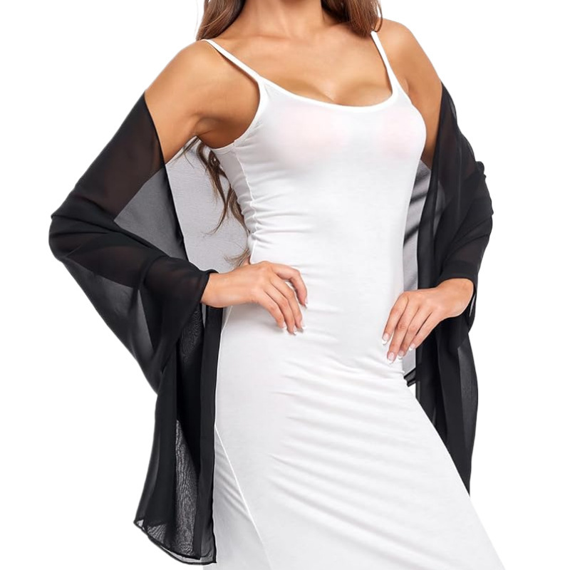Châle en mousseline de soie Transparent pour femmes, élégant, doux, soyeux, respirant, léger, accessoire de mariage, robe de soirée de demoiselle d'honneur
