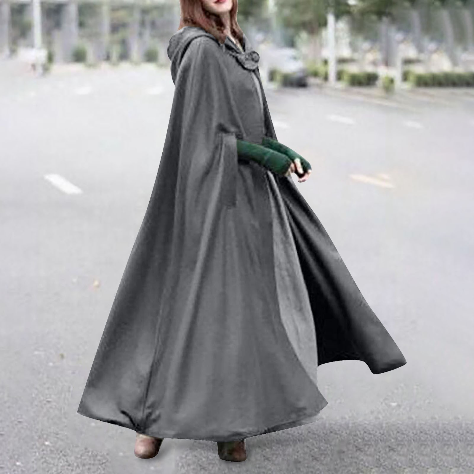 Cape d'hiver à capuche Trench Coat femmes Cape gothique femmes Trench manteau ouvert avant Cardigan veste manteau Cape Cape Poncho Plus