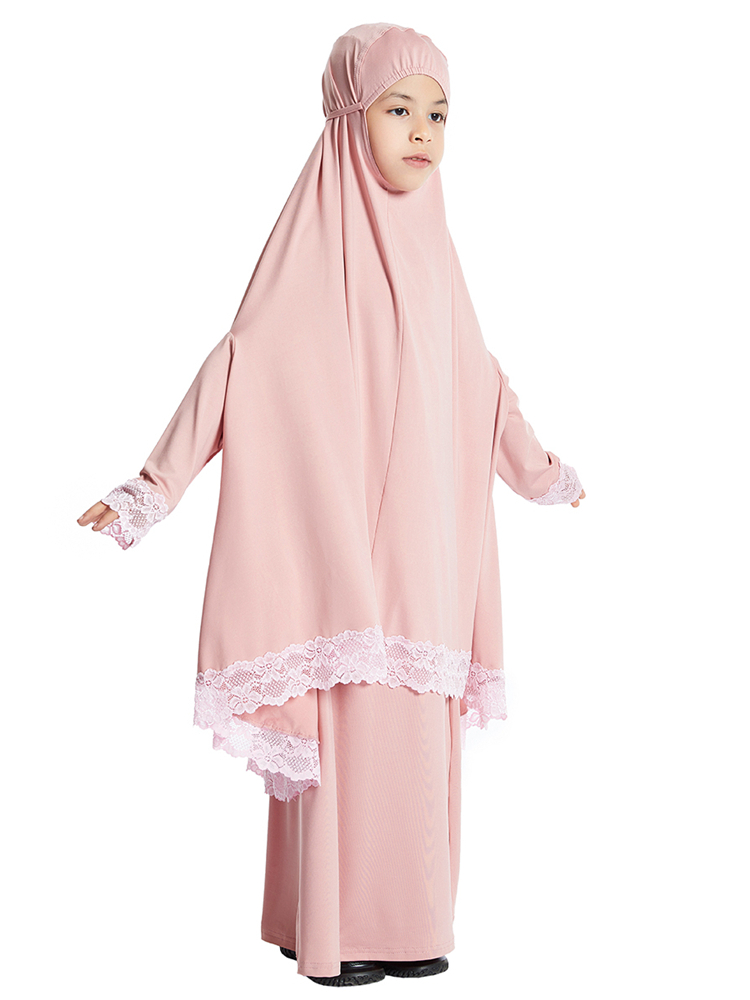 Robe Hijab musulmane pour enfants filles, ensemble jupe Khimar pour Ramadan, vêtement de prière aérien Eid, Burqa Abaya, Robe caftan à capuche