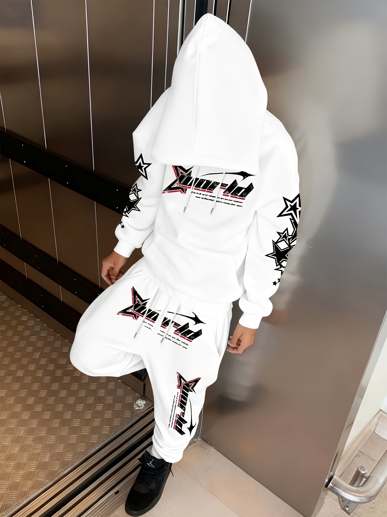 Ensemble sweat à capuche homme automne/hiver 2026 - Confortable et doux avec imprimé lettres - Style décontracté rétro streetwear pour homme