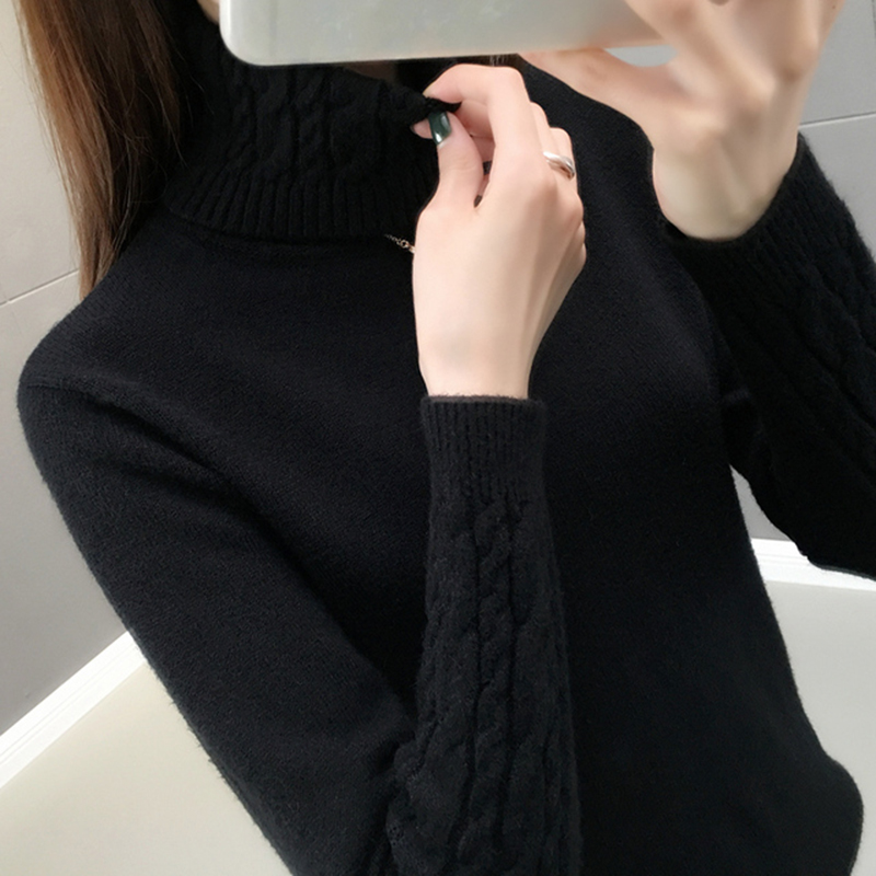 Pull en tricot pour femme, col roulé coréen, manches longues, automne-hiver 2026, rose