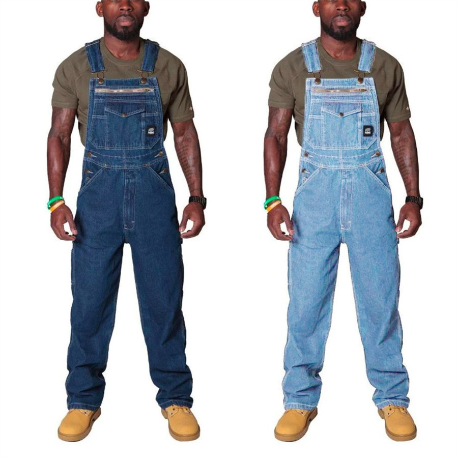 Jeans Cargo pour Homme, Salopette en Denim à la Mode, Pantalon à Bavette Respzed, Streetwear Droit
