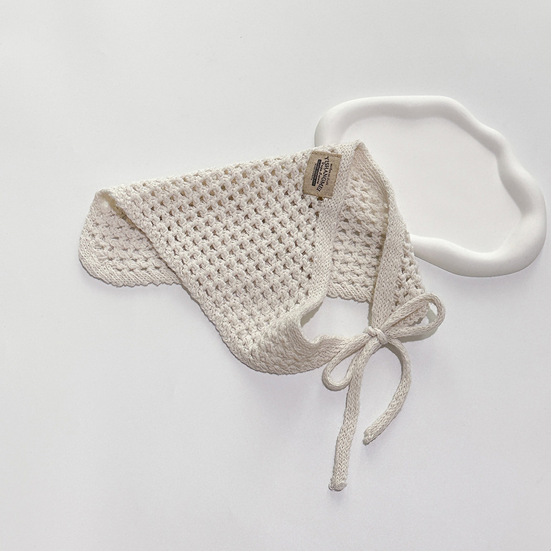 Nouvelle Écharpe Triangulaire Tricotée Creuse de Qualité Supérieure, Couleur Unie, Style Rétro Artistique, Bandeau Cheveux Tendance, Décoration de Taille pour Femme