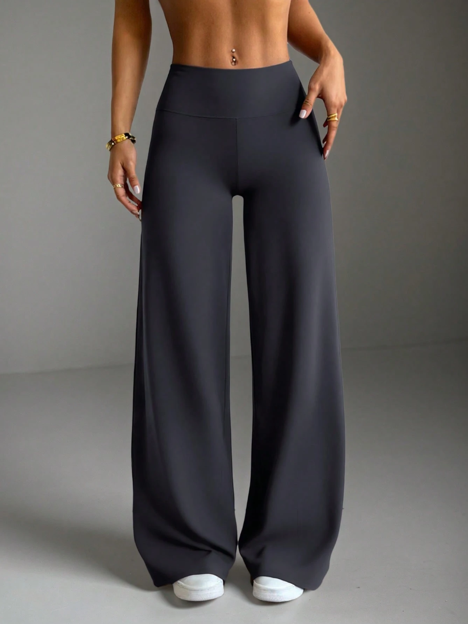 1 piece simple casual straight pants, drape breathable fabric, high waist elasticity suitable for exercise and fitness to work