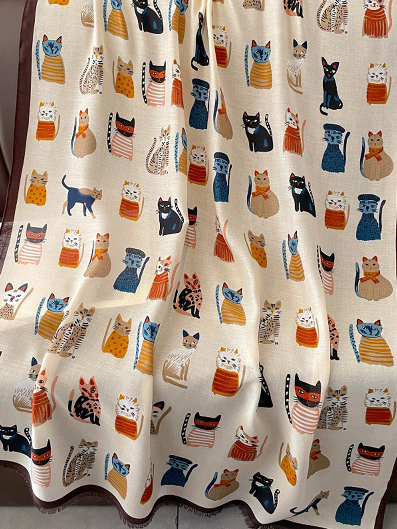Écharpe imprimée d'animaux, motif de chat de dessin animé, Hijab en Viscose douce, châle Long pour femmes, enveloppe colorée, Tippet
