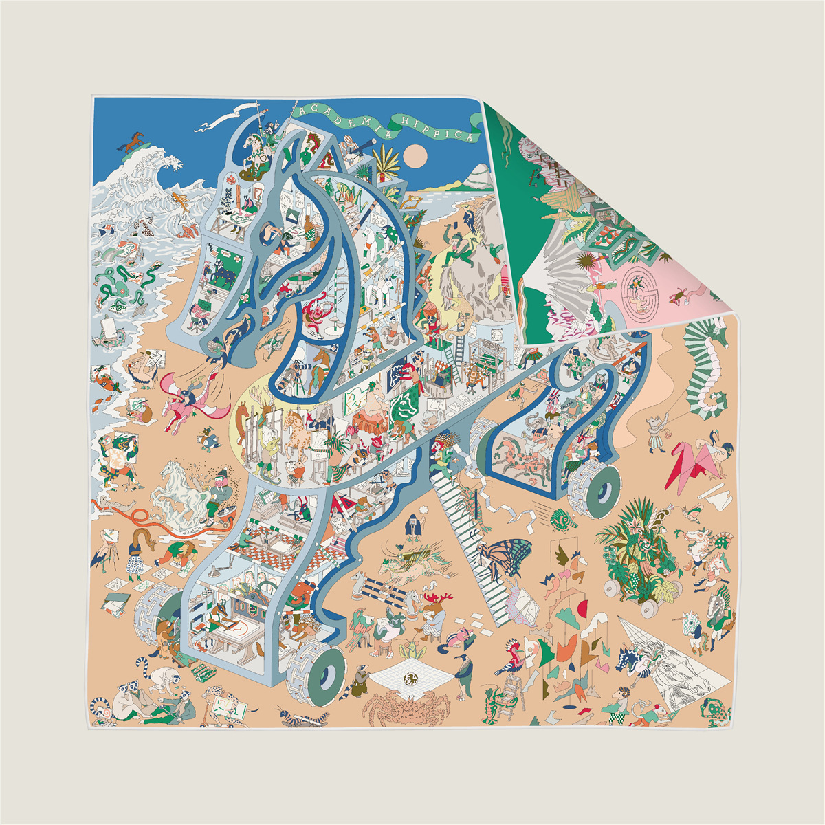 Écharpe carrée tendance double face à blocs de couleur 90 cm pour femme, décorative, à revers, polyvalente, pour l'équitation et les activités de plein air
