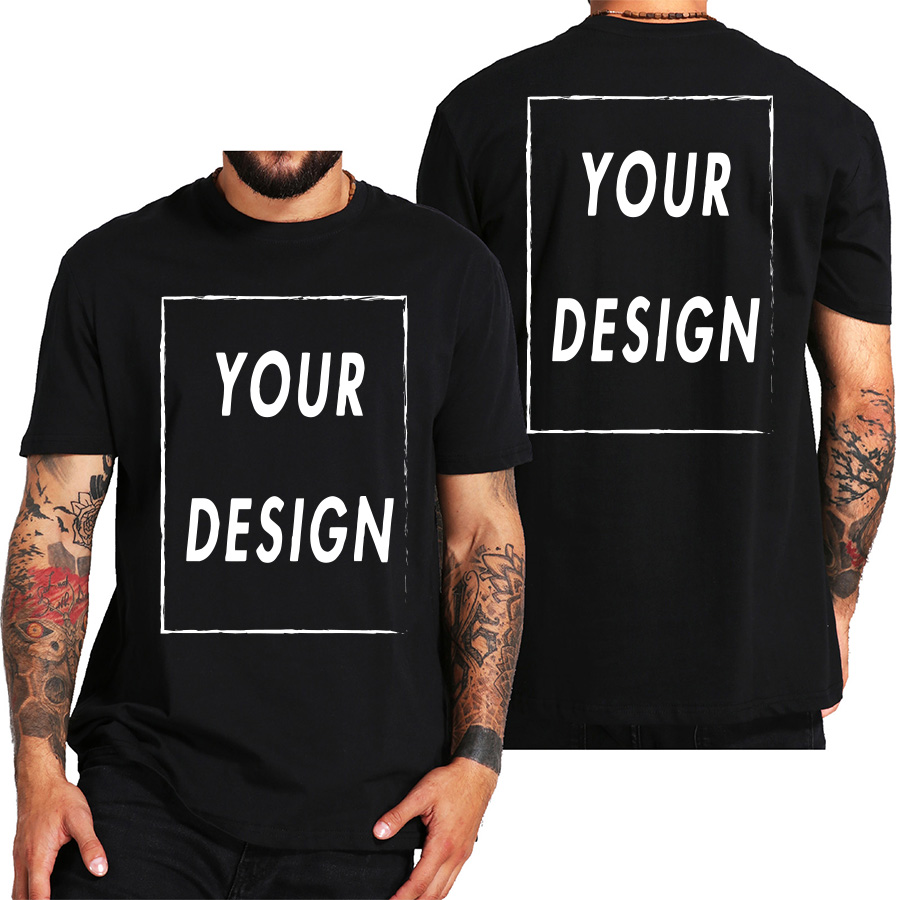 T-shirt personnalisé pour hommes, concevez votre propre Logo, texte, Photo, devant et arrière, libre des deux côtés, taille européenne, en coton