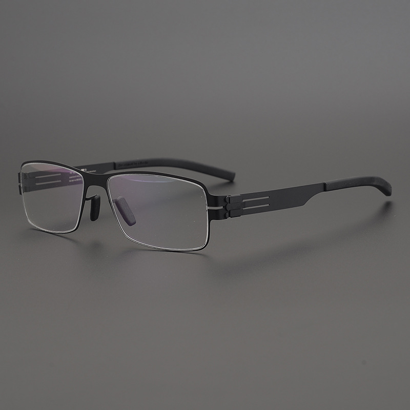 Grand cadre de luxe allemand, Design sans vis IC, monture de lunettes carrée en alliage fin Ultra-léger pour hommes, Vintage, sans vis