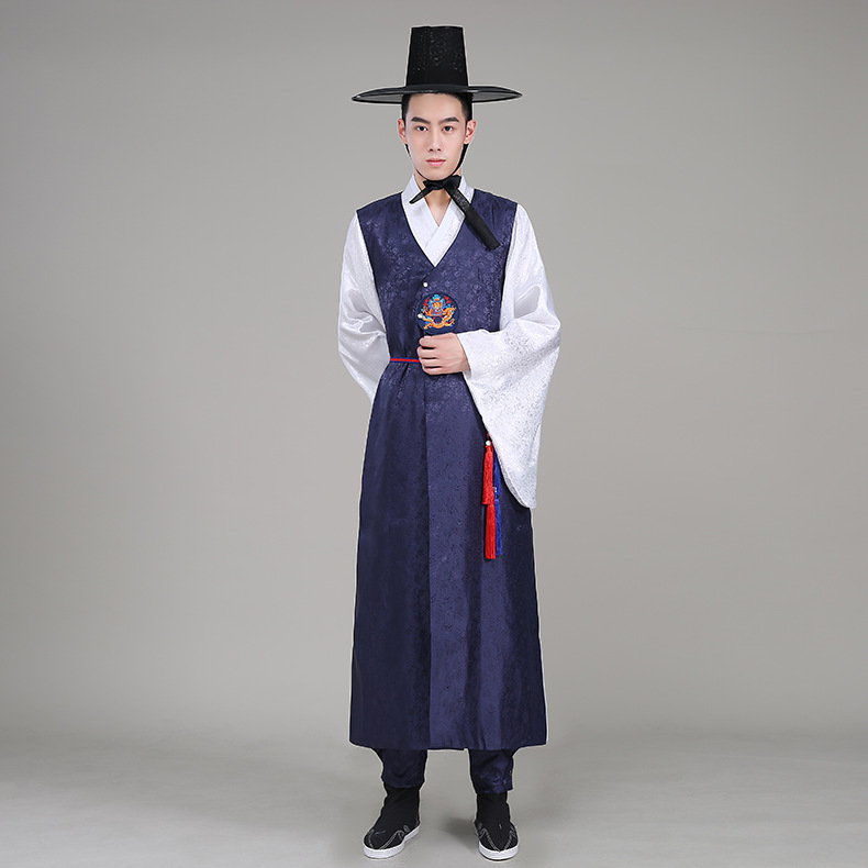 Robe Hanbok Coréenne Traditionnelle Originale pour Homme, Costume de Spectacle Ethnique, Vêtement de Cour Coréen pour Spectacle Scénique