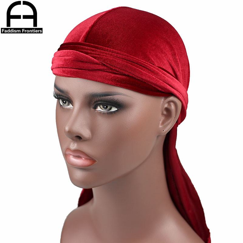 Haute qualité hommes velours Durags Bandana Turban chapeau perruques Doo hommes Durag Biker chapeaux bandeau Pirate chapeau cheveux accessoires