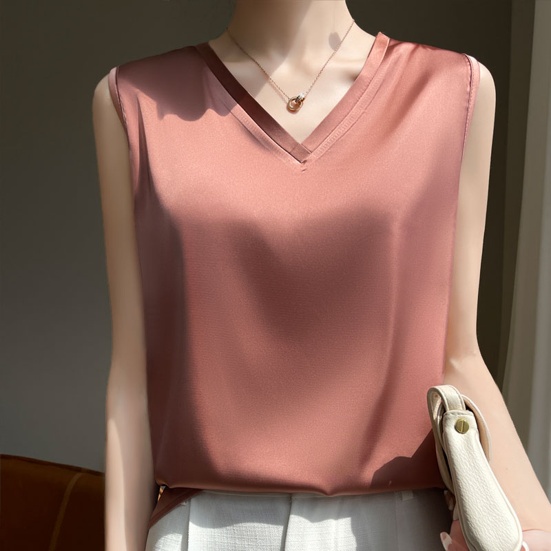 Débardeur suspendu pour femmes, bas de costume en Imitation soie, nouvelle chemise inférieure polyvalente en Satin fin sans manches, mode édition coréenne 25