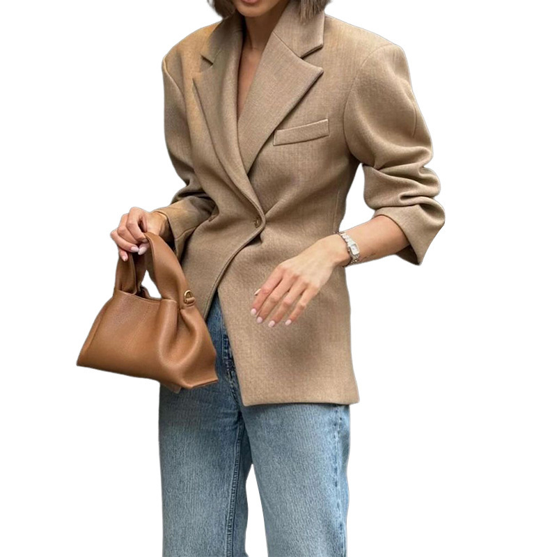 Veste de costume pour femmes, Blazer de couleur unie, à la mode, élégant, fin, professionnel, vêtements d'extérieur de bureau, nouvelle collection automne hiver 2025