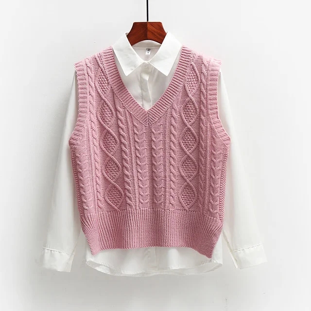 Style coréen mode femmes pull gilet 2024 nouveau printemps automne sans manches tricoté col en V pulls femme pull haut vêtements d'extérieur