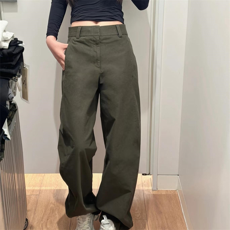 Pantalon droit décontracté pour femme, haute qualité, mode printemps-automne, Streetwear, couleur unie, ample, jambes larges, 2025