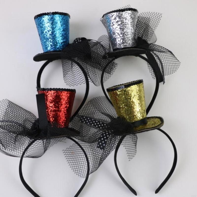 49mf voile haut chapeau fascinateurs Hair Hoop Tea Hat pour filles enfants vintage Pillbox Hat à thé Fascinateurs
