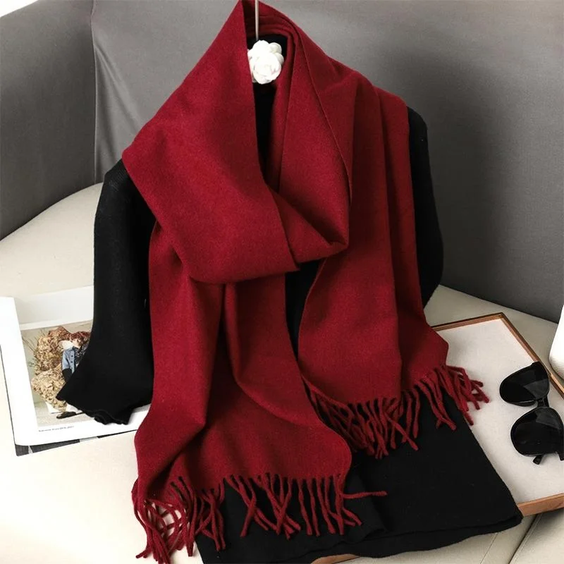 Écharpe d'hiver pour femme en 4 couleurs unies, effet cachemire, épaisse, chaude, coupe-vent, châle enveloppant, écharpe de luxe pour l'extérieur, tendance
