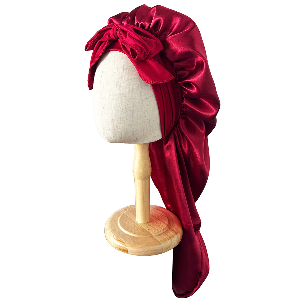 Ensemble bonnet long et bandeau en satin élastique, bonnet soyeux pour dormir, bandeau élastique large, enveloppement de sauna