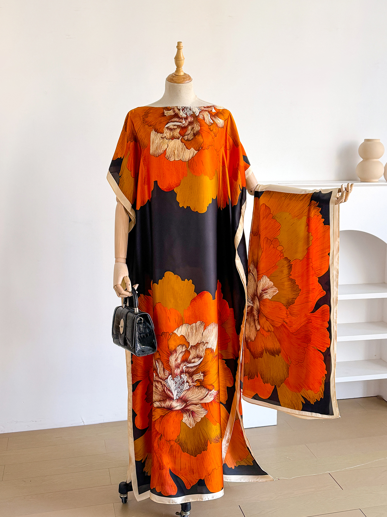 Nouvelle Robe Longue Africaine Dashiki Bohème Imprimée pour Femme 2026, Taille Unique, avec Foulard, Style Ample et Élégant, Style Musulman Dubaï
