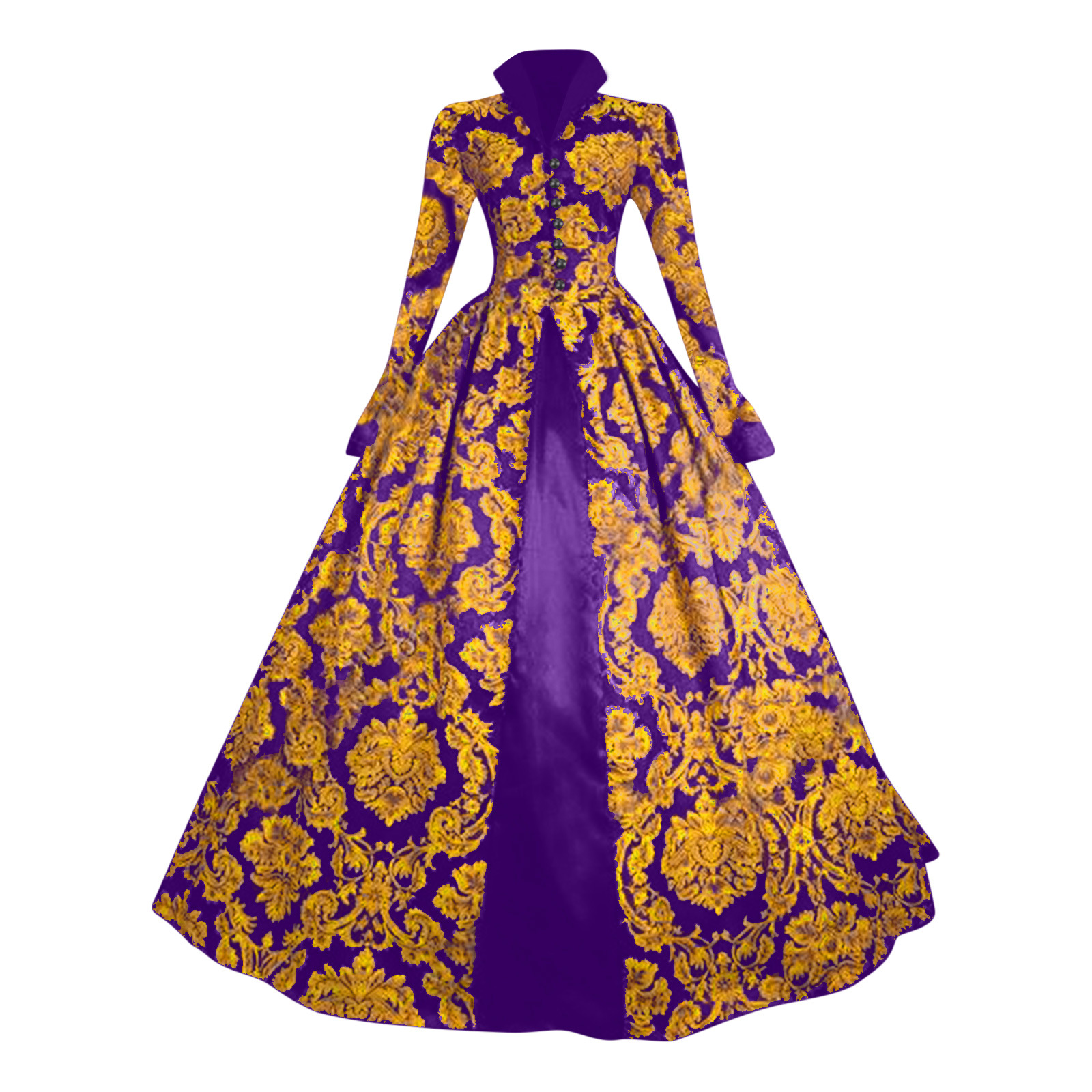 Robe de soirée victorienne pour femme, style bohème vintage, robe de bal médiévale, col montant, manches longues, longueur ras du sol, robe formelle