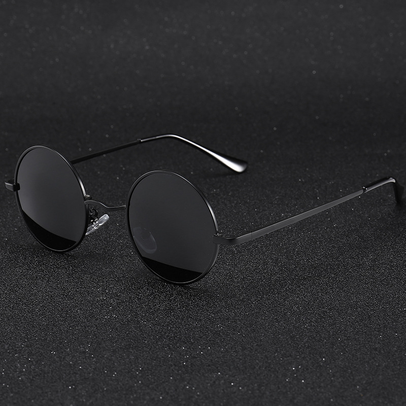 Lunettes de soleil polarisées rondes pour hommes et femmes, lunettes de soleil rétro, marque de créateur, monture en métal