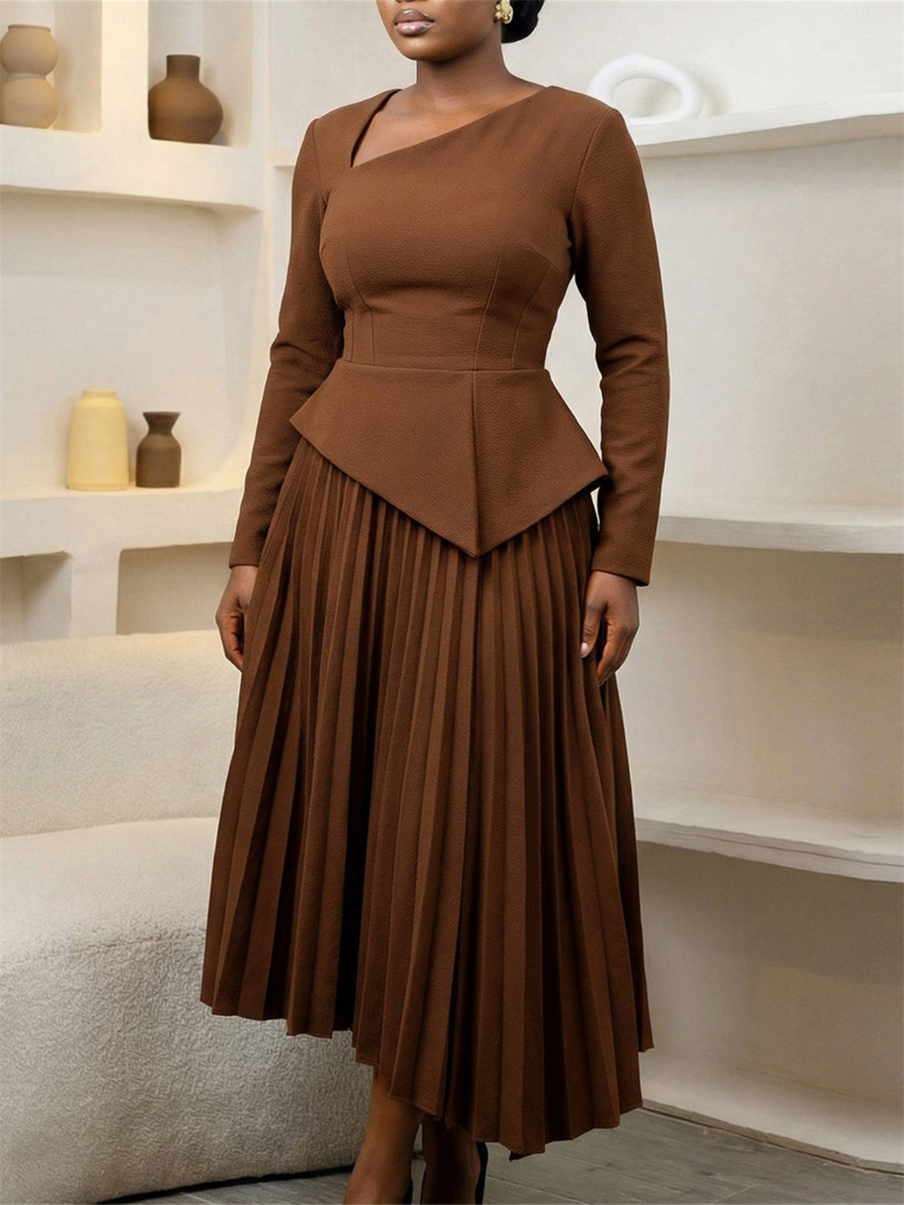 Robes plissées à manches longues pour femmes, robes de soirée, de bal, de fête d'anniversaire, élégantes, pour le bureau, robes maxi, vêtements africains et turcs