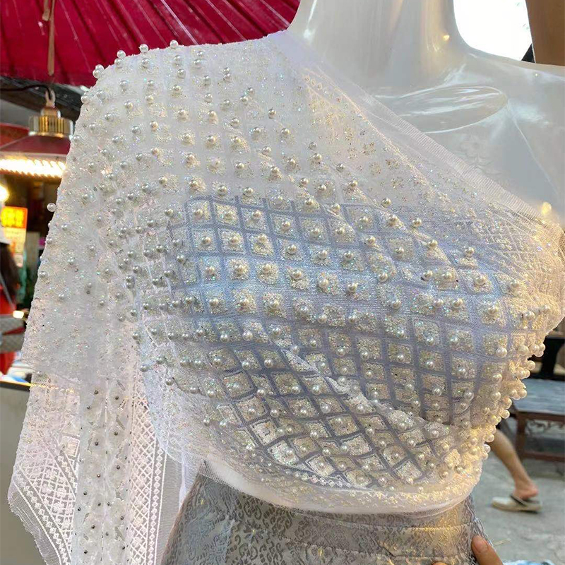 Femmes Style ethnique perles brillantes dentelle Shaw écharpe Wrap Cape maille courte couverture hauts danse châle plage vacances paillettes haussement d'épaules