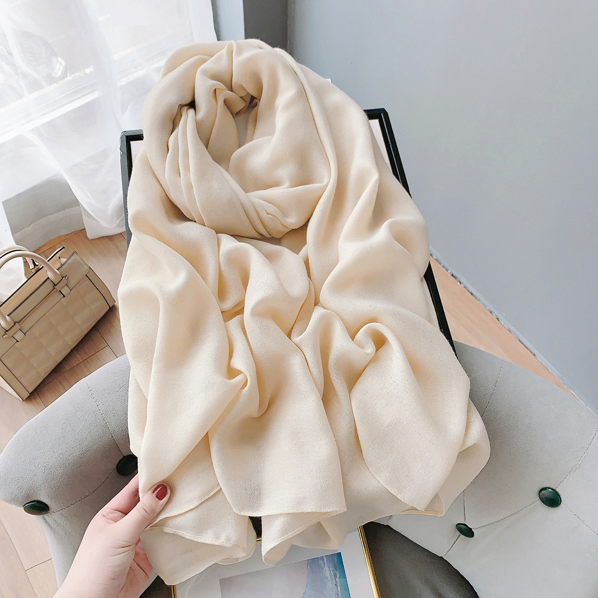 Écharpe en coton monochromatique pour femme, pashmina en lin, hijab chaud, châles à pampilles, enveloppes pour femme, bandana féminin, hiver, nouveau
